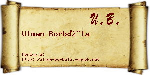 Ulman Borbála névjegykártya